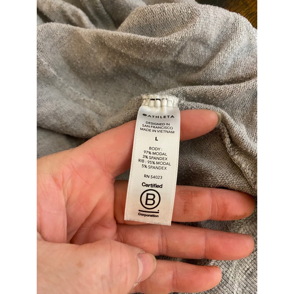 Athleta Pranayama Wrap Cardigan Heathered Grey Open Front Pockets S/777944 Large - Picture 5 of 6